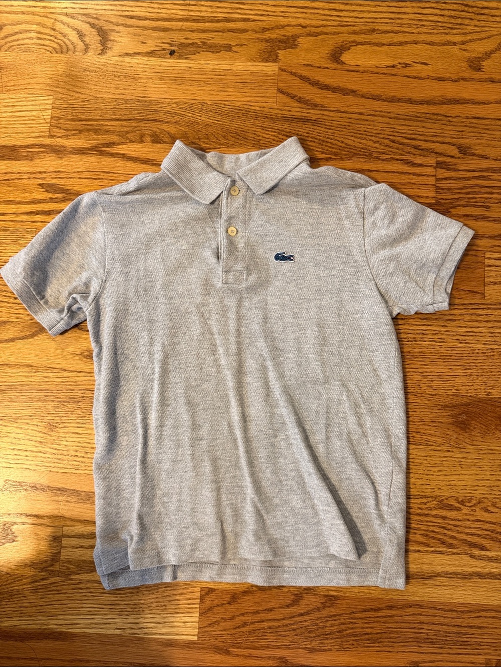 Lacoste Light Gray Boys' Polo with Navy Crocodile Logo